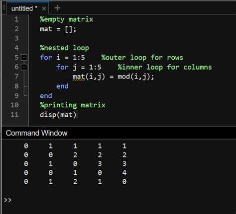 creating a matrix matlab|matrix program in matlab.